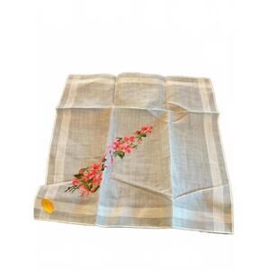 Vintage Swiss Floral Embroidered Handkerchief - All Cotton 12” X 12”